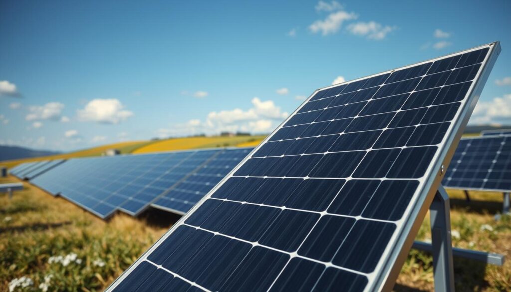 Moderne Solarmodule in einem Solarpark